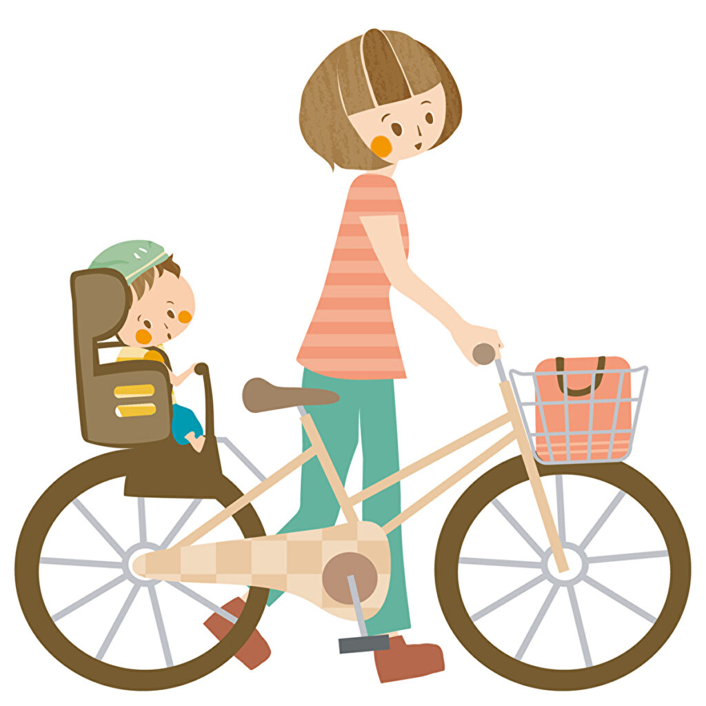 幼児を載せた自転車
